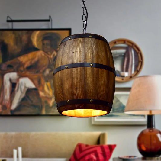 Lampe suspendue en bois pour loft