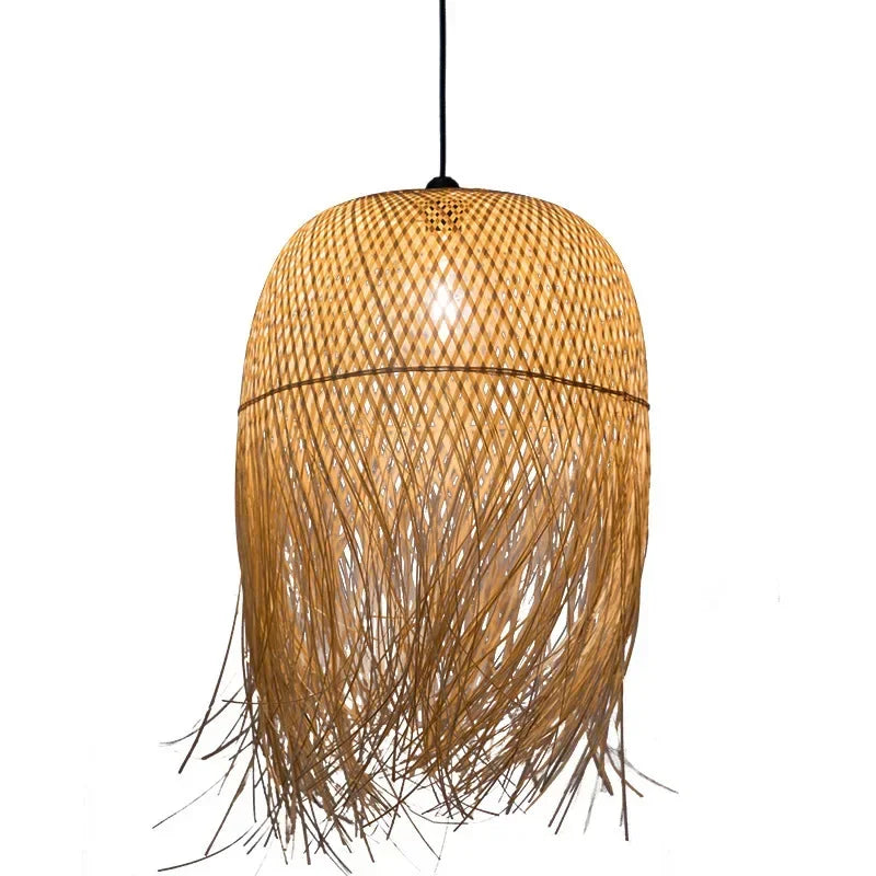 Lampe suspendue en bambou au design rétro