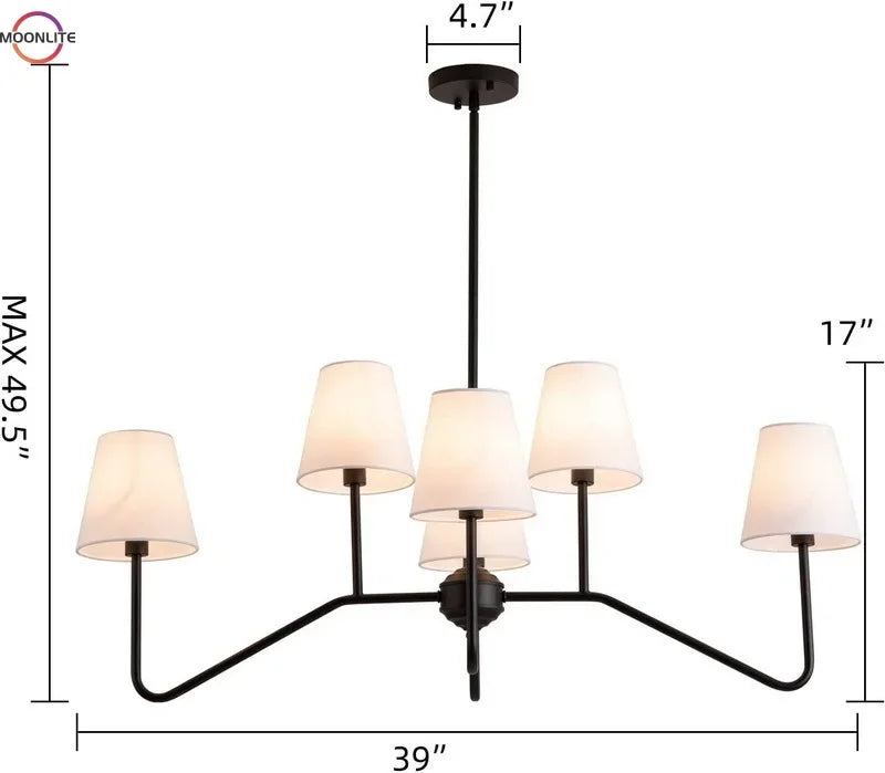 Plafonnier americain avec une armature en métal noir et 4 lampes